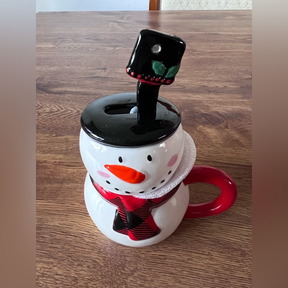 Ceramic snowman cup and spoon gift set